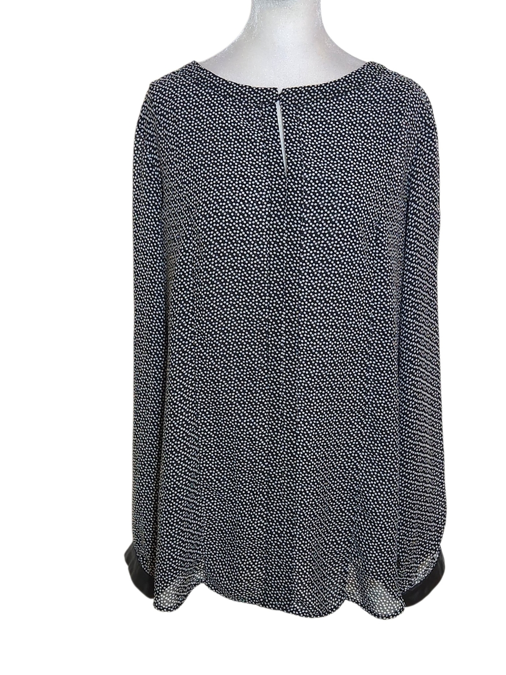 Adolfo Dominguez Black and White Polka Dot Blouse Size 10